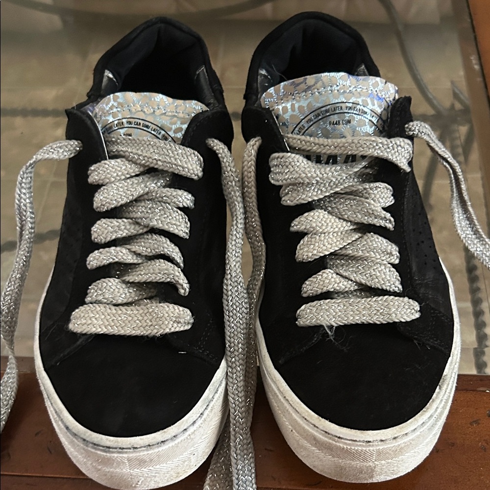 P448 Black Sneakers with Silver Details